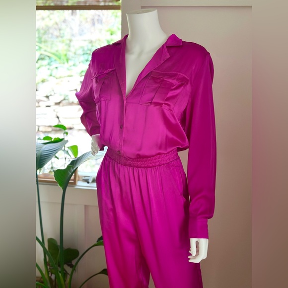 Amanda Uprichard Felix Jumpsuit Revolve 100% Silk Pink Size Medium - Picture 3 of 8